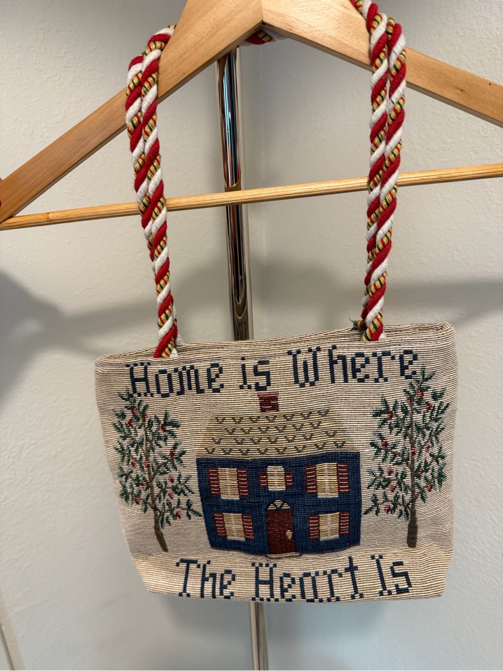 Home Is Where The Heart Is Blue Tapestry Pillow Bag
